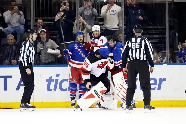 Igor Shesterkin Fights Jacob Markstrom in Rangers Win